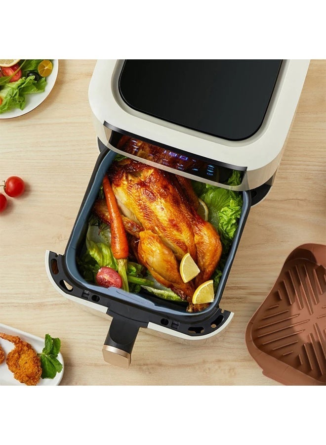 Square Air Fryer Liner, Thick Silicone Air Fryer Accessories Reusable Air Fryer Silicone Pot (Grey) - Image 3